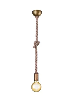 Sisustusvalaisimet^Trio Lighting riippuvalaisin Rope 1-os E27 antiikkimessinki