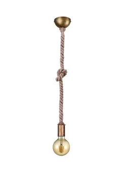 Sisustusvalaisimet^Trio Lighting riippuvalaisin Rope 1-os E27 antiikkimessinki