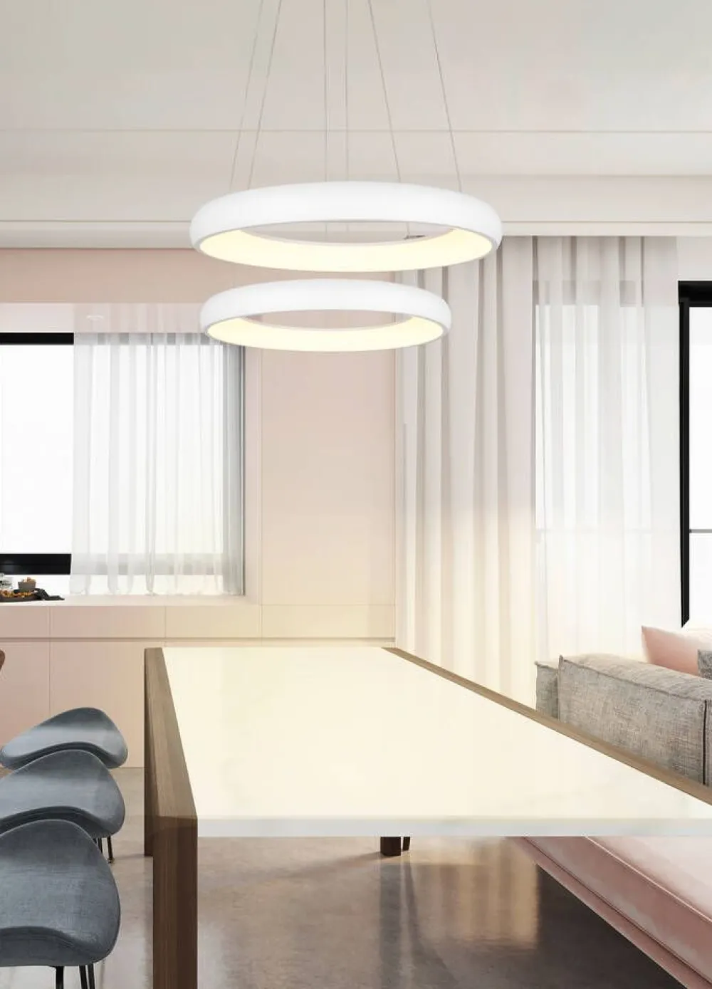 Sisustusvalaisimet^Trio Lighting riippuvalaisin Cardona LED 47 cm mattavalkoine