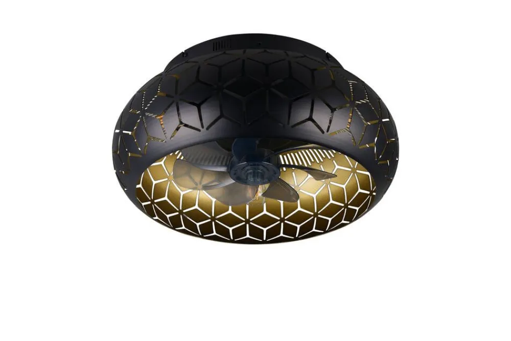 Sisustusvalaisimet^Trio Lighting tuuletinkattovalaisin Bidar 3xE27 mattamusta/k
