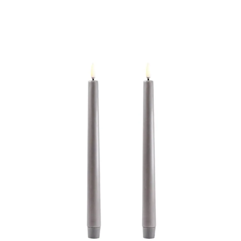 Koriste- Ja Kausivalot^Uyuni LED kynttilä 2,3x25 cm harmaa smooth 2 kpl