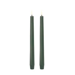 Koriste- Ja Kausivalot^Uyuni LED-kruunukynttilä 2,3x25 cm Olive Green Smooth 2 kpl